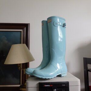 Rare Tiffany Blue Original tall Hunter rain boots wellies US 9 UK 7 EU 40/41